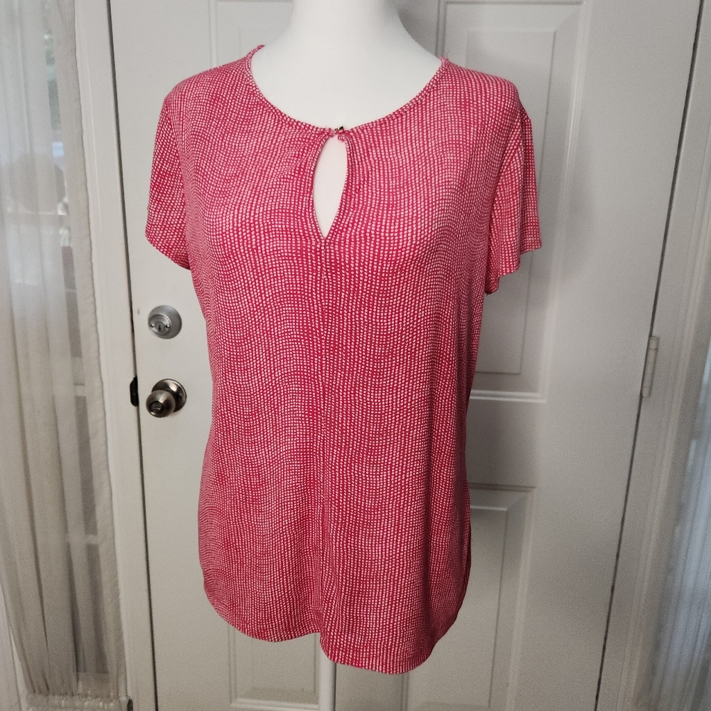 Liz Claiborne Short Sleeve Pink and White Top  Size‎ Medium